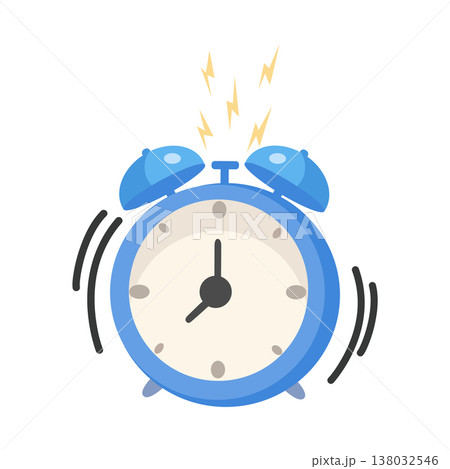 Blue Alarm Clock Ringing Wake Up Time Blue Alarm Clock Ringing Wake Up Time 138032546