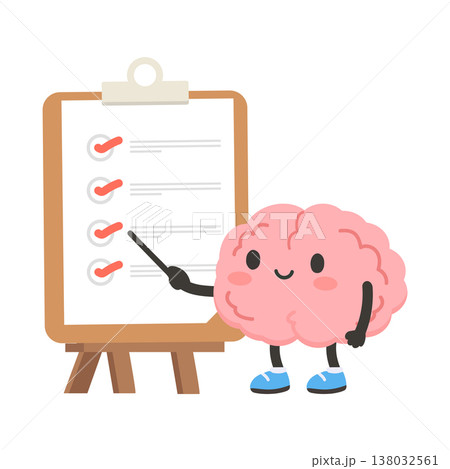 Brain Character Pointing at Checklist Task 138032561