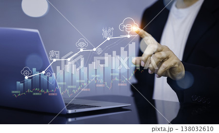 Online Investment and Financial Growth Concept with Digital Chart, Cloud Technology and Business Analytics Online Investment and Financial Growth Concept with Digital Chart, Cloud Technology and Business Analytics 138032610