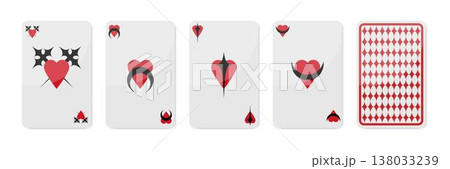 Playing cards design with heart symbols and decorations. Vector illustration 138033239