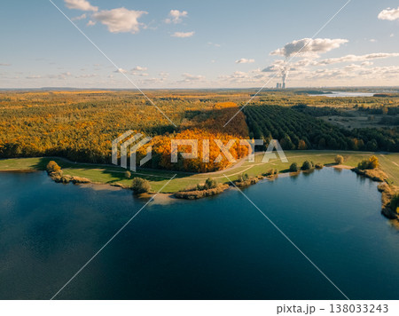 Germany- Saxony- Leipzig- Aerial view of marina on Cospudener See lake Germany- Saxony- Leipzig- Aerial view of marina on Cospudener See lake 138033243