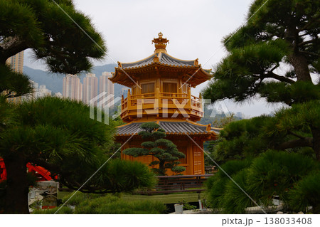 Golden Pavilion landmark in Nan Lian Garden, Hong Kong 138033408