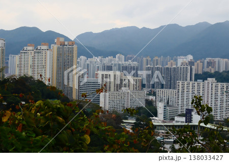 Residential area under the Lion Rock Mountain, Hong Kong Residential area under the Lion Rock Mountain, Hong Kong 138033427