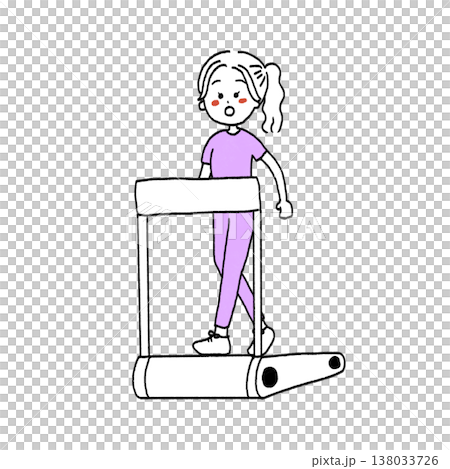 Illustration of a woman doing cardio at the gym 138033726