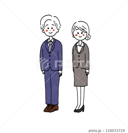 入社式に参加する新入社員のイラスト 138033729