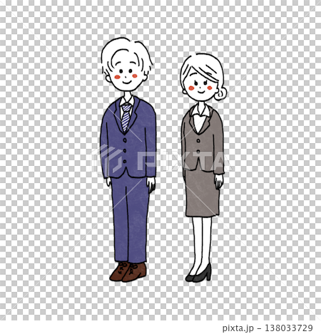 入社式に参加する新入社員のイラスト 138033729