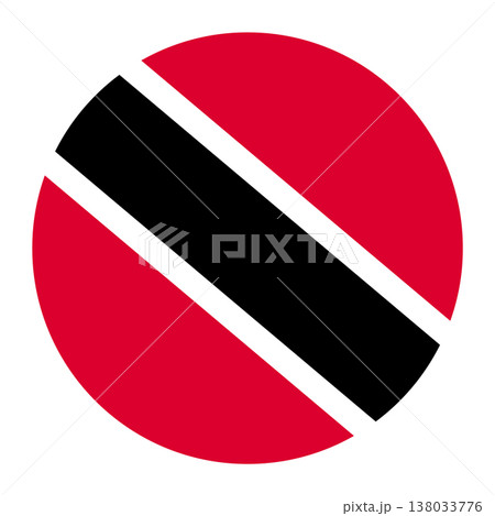 Circular flag of Trinidad and Tobago badge. National symbol of Caribbean island nation 138033776
