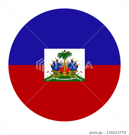 Circular Haitian flag badge with coat of arms. National symbol of Haiti Circular Haitian flag badge with coat of arms. National symbol of Haiti 138033779