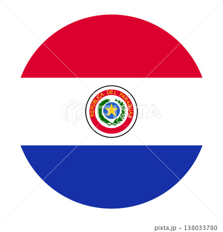 Circular Paraguayan flag badge with national coat of arms. National symbol of Paraguay. 138033780
