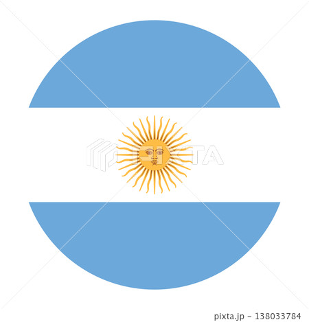 Circular Argentine flag badge with Sun of May. National symbol of Argentina. Circular Argentine flag badge with Sun of May. National symbol of Argentina. 138033784