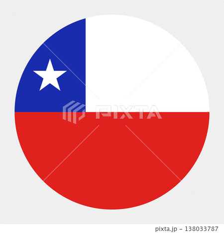 Circular Chilean flag badge. La Estrella Solitaria national symbol of Chile Circular Chilean flag badge. La Estrella Solitaria national symbol of Chile 138033787