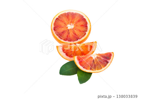 Blood red oranges isolated on white background 138033839