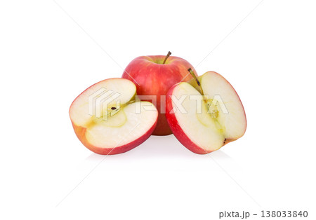 Red apple with slice isolated on white background Red apple with slice isolated on white background 138033840