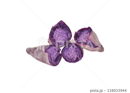 purple sweet potato isolated on white background purple sweet potato isolated on white background 138033944