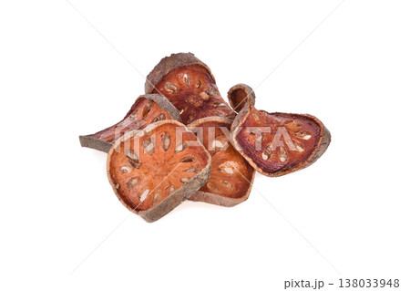 Aegle marmelos, Bael fruit isolated onwhite background 138033948