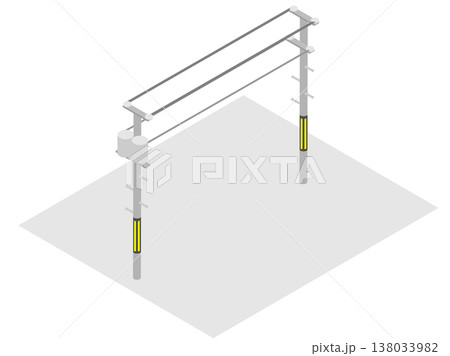 アイソメトリックな電柱と電線のシンプルデザイン素材 138033982