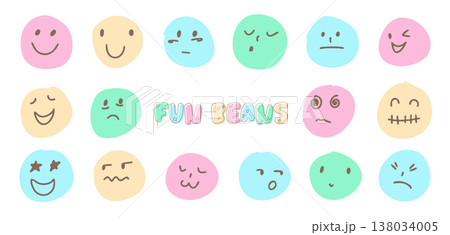 Cute Kawaii Emotion Faces Set, Pastel Funny Emoji Characters with Happy, Sad, Angry, Dizzy, Sleepy, Winking and Surprised Expressions. Playful Mood Icon Collection for Stickers, Kids Design, Posters Cute Kawaii Emotion Faces Set, Pastel Funny Emoji Characters with Happy, Sad, Angry, Dizzy, Sleepy, Winking and Surprised Expressions. Playful Mood Icon Collection for Stickers, Kids Design, Posters 138034005