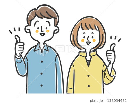 グッドサインをする夫婦　上半身　ベクター 138034482