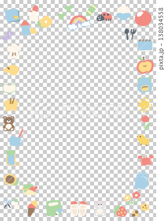 ふんわり可愛い賞状シリーズ｜そのまま使える「がんばったで賞」パステル賞状テンプレート（文字なし・枠の 138034558