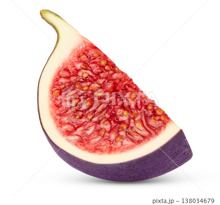 Slice of purple fig fruit isolated. 138034679