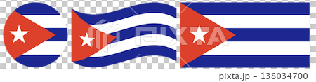Flags of Cuba collections. Waving flag of Cuba icon. Standard color and size. A rectangular flag. Digital illustration. 138034700