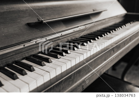 Vintage piano keys, Music keyboard, Nostalgic elegance and timeless beauty of a classical musical instrument 138034763