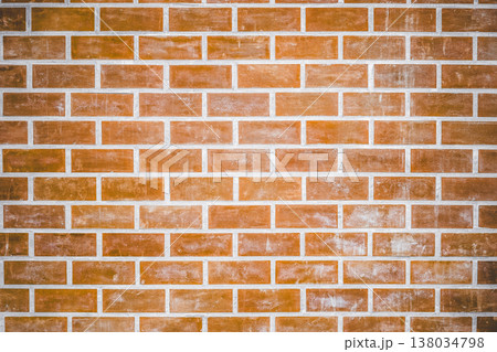 old aged scratch mark, orange stone wall brick pattern textured for building construction background 138034798