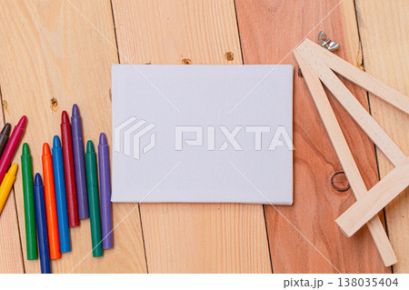 Drawing paint crayon colors canvas for artist school creative blank space for text Drawing paint crayon colors canvas for artist school creative blank space for text 138035404