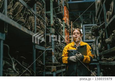 portrait technician women worker working in heavy industry, looking camera happy smiling portrait technician women worker working in heavy industry, looking camera happy smiling 138035979