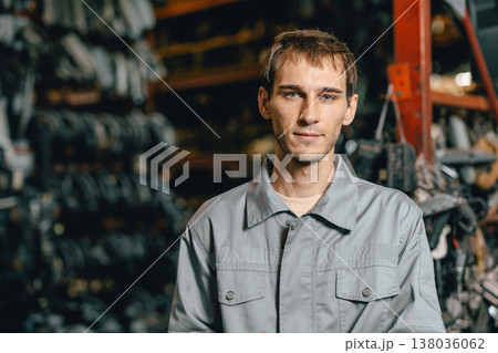 portrait young Caucasian technician worker working in heavy industry, looking camera happy smiling portrait young Caucasian technician worker working in heavy industry, looking camera happy smiling 138036062