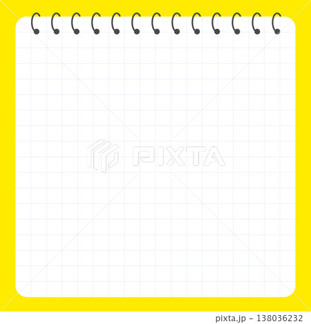 正方形のリングノート風グリッド背景 1080×1080 。方眼紙メモ帳デザイン素材 138036232