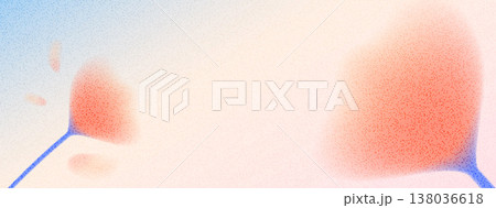 Grainy gentle red coral flower with gradient noise on dotwork background. Gentle blurred poppy with dust for cosmetic beauty banner. Floral vector with ethereal speckle and diffused coral tones 138036618