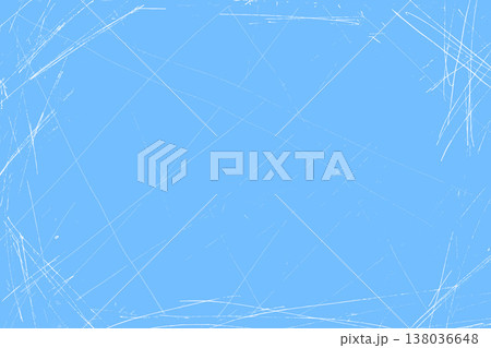 Ice scratches frame grunge textured background. Blue boarder backdrop with worn effect. Background as winter skate rink or paper with icy and sharp chaotic and random scratch. Vector gritty texture Ice scratches frame grunge textured background. Blue boarder backdrop with worn effect. Background as winter skate rink or paper with icy and sharp chaotic and random scratch. Vector gritty texture 138036648