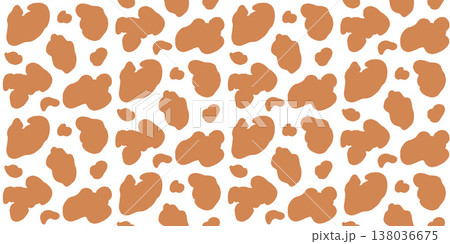 Animal abstract spot in warm brown and white seamless boho pattern. Organic stain and blob as earthy vector for interior surface. Cute dalmatian motif in desert sand and giraffe skin texture 138036675