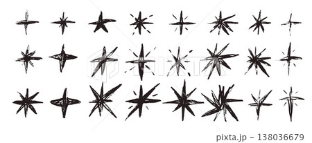 Pen drawn stars. Black pencil twinkles spark set. Handmade scribble magic twinkles collection. Kids paint collage stickers blinks. Christmas simple decoration. Vector asterisk elements no background Pen drawn stars. Black pencil twinkles spark set. Handmade scribble magic twinkles collection. Kids paint collage stickers blinks. Christmas simple decoration. Vector asterisk elements no background 138036679