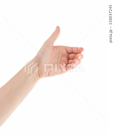Adult man hand hold something with fingers isolated on white background Adult man hand hold something with fingers isolated on white background 138037245