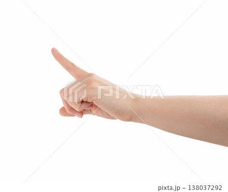 Young woman hand touch screen tap gesture isolated on white background Young woman hand touch screen tap gesture isolated on white background 138037292