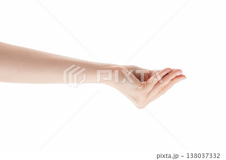 Young woman hand showing italian gesture isolated on white background 138037332
