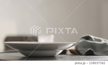 add mozzarella cheese to pasta into plate closeup add mozzarella cheese to pasta into plate closeup 138037382