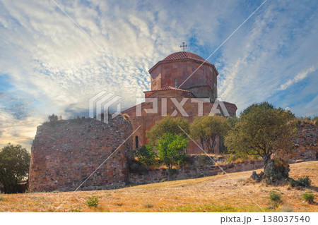 Jvari clifftop orthodox monastery located in Mtskheta Georgia. Summer sunny day. Travel and vacation 138037540