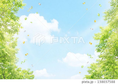 新緑と青空のキャンペーン背景素材 138037588