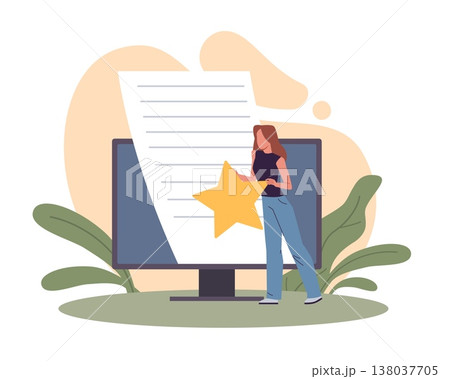Evaluation and editing of articles. Internet blogging, content management, content evaluation, user experience management, quality monitoring, service rating vector cartoon isolated concept 138037705