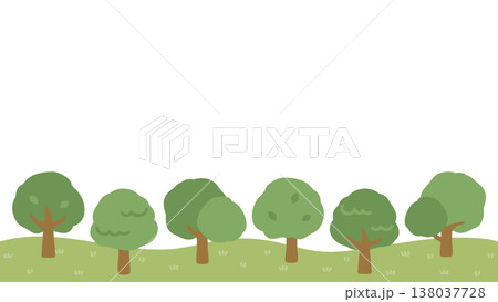 緑の木が並ぶ風景のフレーム素材 緑の木が並ぶ風景のフレーム素材 138037728