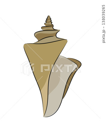 Spiral shaped sea shell, conch seashell illustration, flat vector isolated on white background. Hand drawn, scribble. Spiral shaped sea shell, conch seashell illustration, flat vector isolated on white background. Hand drawn, scribble. 138039265
