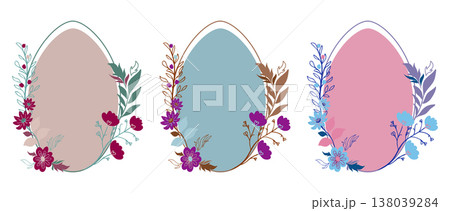 Easter Floral Egg Frames Vector Set for Spring Cards Easter Floral Egg Frames Vector Set for Spring Cards 138039284
