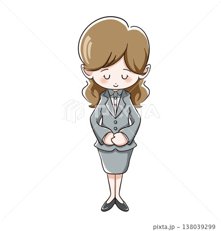 丁寧に挨拶・謝罪をするOLのイラスト 丁寧に挨拶・謝罪をするOLのイラスト 138039299