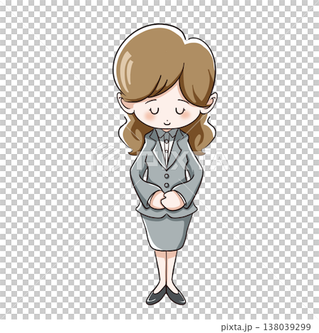 丁寧に挨拶・謝罪をするOLのイラスト 丁寧に挨拶・謝罪をするOLのイラスト 138039299