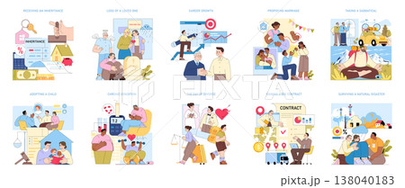 Illustrative depiction of receiving an inheritance, featuring financial symbols like money, keys, and legal documents. Reflects the concept of financial windfall and legal entitlement. Illustrative depiction of receiving an inheritance, featuring financial symbols like money, keys, and legal documents. Reflects the concept of financial windfall and legal entitlement. 138040183
