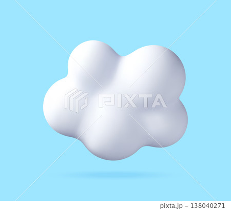 White fluffy cloud 3d icon isolated White fluffy cloud 3d icon isolated 138040271