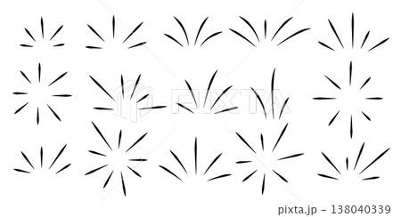 Hand drawn set of rays, flashes, motion 138040339